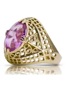Vintage craft Ring Amethyst 14K Yellow gold vrc030y